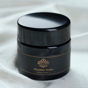 Bellsol Chocolate butter high end natural body butter. A blend with shea and cocoa butter best body lotion for glowing skin. Sea Buckthorn Vitamin C for brightening skin and collagen production.