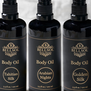 Bellsol Body oil is a luxurious natural body oil. Light non-greasy anti-aging multi taking. Moisturizing for dry skin, dry hair with split ends, dry hands.